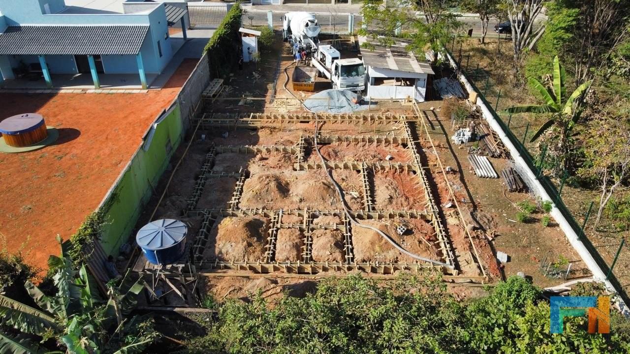 Concretagem de fundação, vista de cima