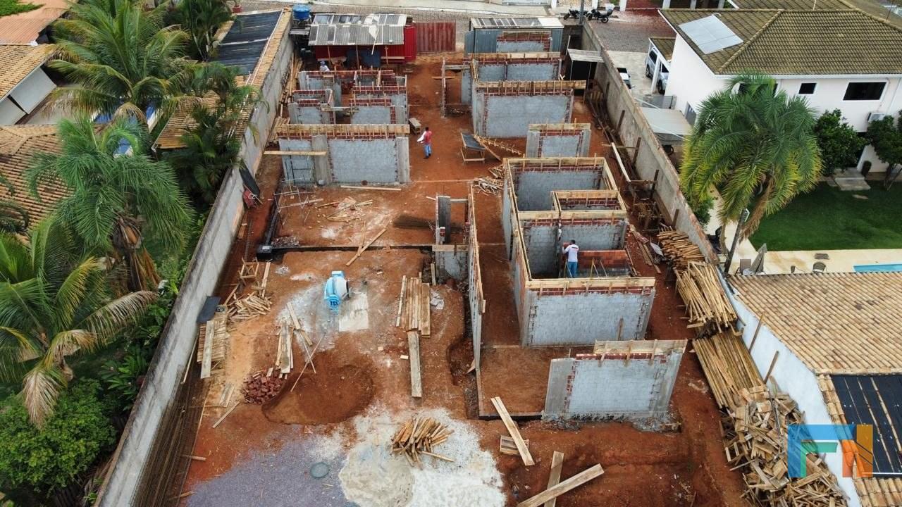 Fundações de várias casas, vista de cima