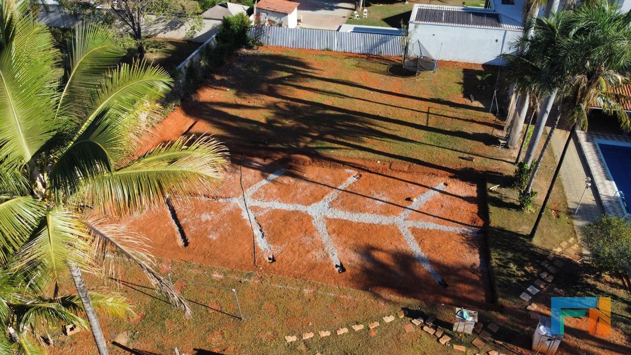 Quadra de beach tennis com drenagem, vista de cima